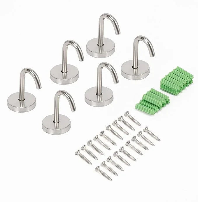 NearMoon Coat Hooks, Wall Mount Hooks for Hanging Hat Hurse Robe, 304 Stainless Steel Heavy Duty Towel Hangers for Bathroom Livingroom Kitchen-Ceiling Hook, 6 Pack (2 Inch, Brushed Nickel) - ModernBath