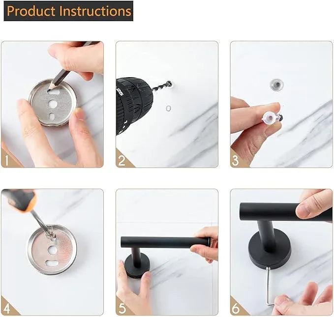 2-Piece Toilet Paper Holder - SUS 304 Stainless Steel Toilet Paper Holder Wall Mount, Toilet Paper Roll Holder for Bathroom, Kitchen, Washroom - Matte Black - ModernBath