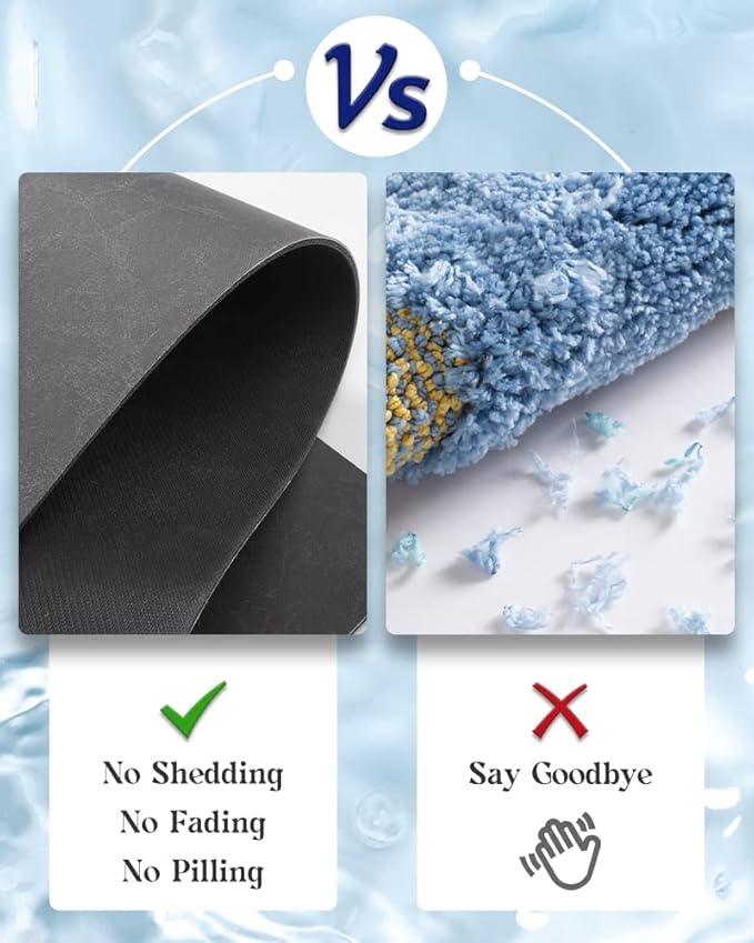 MontVoo -Bath Mat Rug-Rubber Backing Non Slip Quick Dry Absorbent Thin Bathroom Rugs Fit Under Door-Faux Suede Surface Bathroom Floor Mats-Shower Rug for in Front of Bathtub Shower Dark Grey 20"x32" - ModernBath