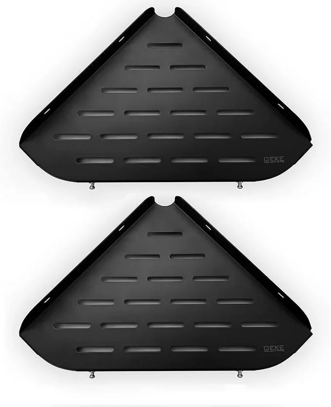 Corner Shower Shelf, 9" Corner Shower Caddy, SUS304 Stainless Steel Shower Organizer Wall Mount Corner Shelf with 2 Hooks for Bathroom, Dorm and Kitchen, Matte Black (2 Pack) - ModernBath