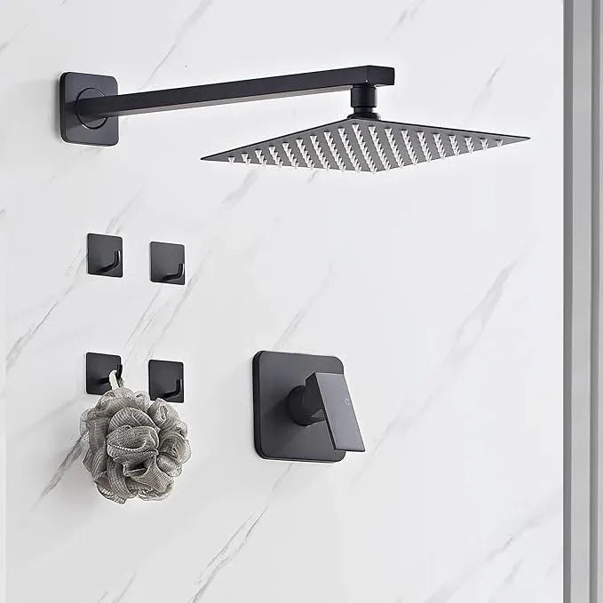 Shower Faucet Set Matte Black Complete Shower System with 8 Inches Rain Shower Head Bathroom Rain Shower Faucet Set Rainfall Shower System with Shower Valve - ModernBath