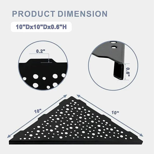 Shower Corner Shelf 10" No Drill,10" 304 Stainless Steel, Recessed Bathroom Shelves Grout in Shelf for Tiled Wall,Matte Black,2 Pack - ModernBath