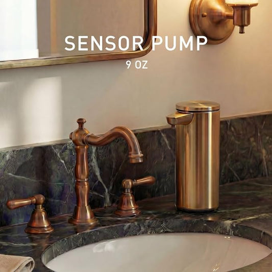 simplehuman 9 oz. Touch-Free Automatic Rechargeable Sensor Pump, Brass Stainless Steel, New