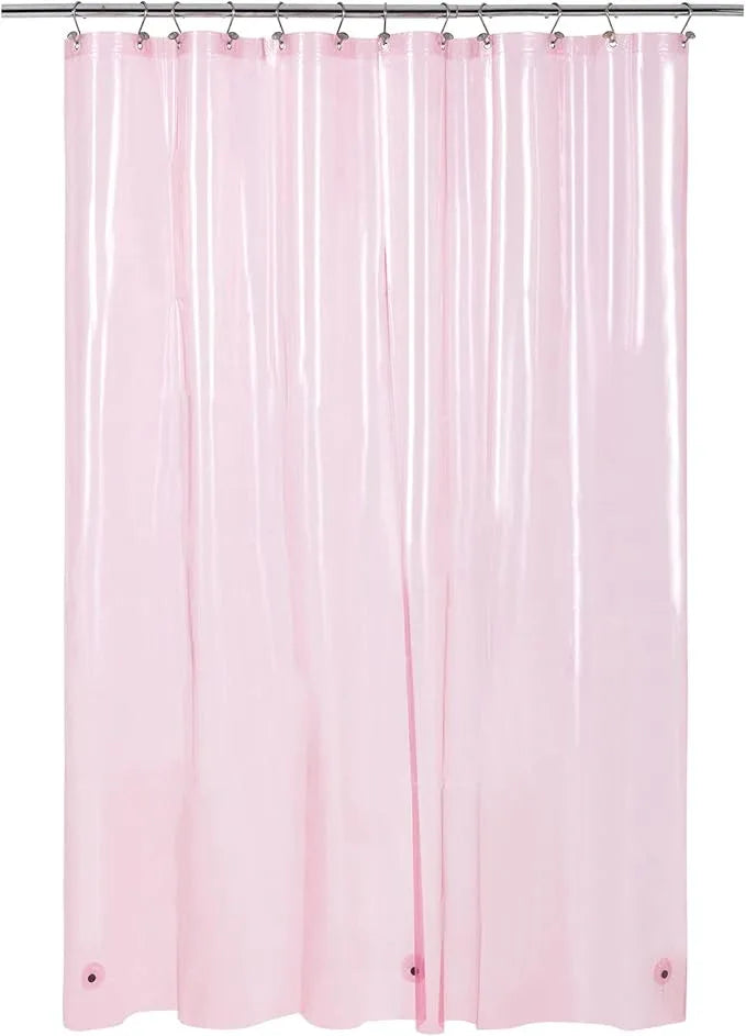 Barossa Design Extra Long Clear Pink Shower Curtain Liner with 3 Magnets - 72" x 84" XL, Waterproof PEVA Lightweight Shower Liner for Bathroom, PVC Free, Metal Grommets - Clear Pink, 72x84 - ModernBath