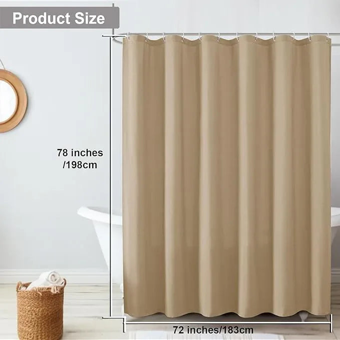 OVZME Zora 78 Inch Shower Curtain Set with 12 Plastic Hooks, Plain Fabric Taupe Shower Curtain for Bathroom - Long Shower Curtain, Water Resistance, Machine Washable Soft Cloth, 72X78, Taupe - ModernBath