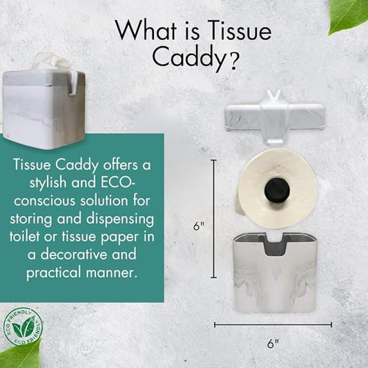 Tissuecaddy Life Hack Toilet Paper Dispenser - Money Saver Alternative to Tissue Box and Tissue Box Holder | Home, Bathroom, and More - White Marble - ModernBath
