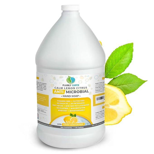 Plainly Earth Antimicrobial Liquid Hand Soap (1 US Gallon) - Antibacterial Soap Refill - Hand Soap Refill Bottle - Cruelty Free Moisturizing Soap, Calm Lemon Citrus - ModernBath