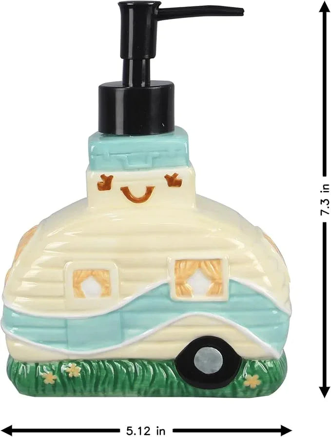 Young's Inc. Farmhouse Soap Dispenser - Decorative Dish and Hand Soap Dispenser for Bathroom and Kitchen - Camper, Yellow - 5.12" x 2.95" x 7.3" - ModernBath