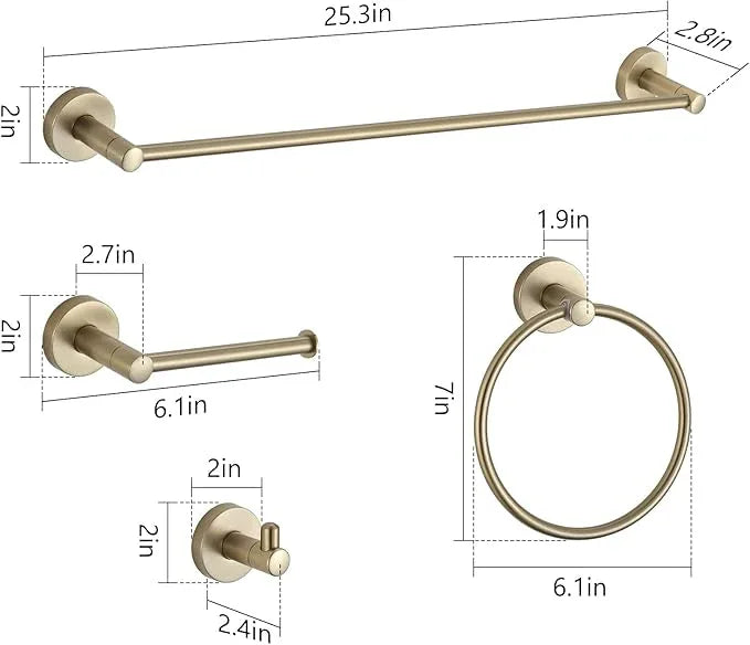 BGL Bathroom Accessory Set Brushed Gold 4 Pieces Towel Rack Set - ModernBath
