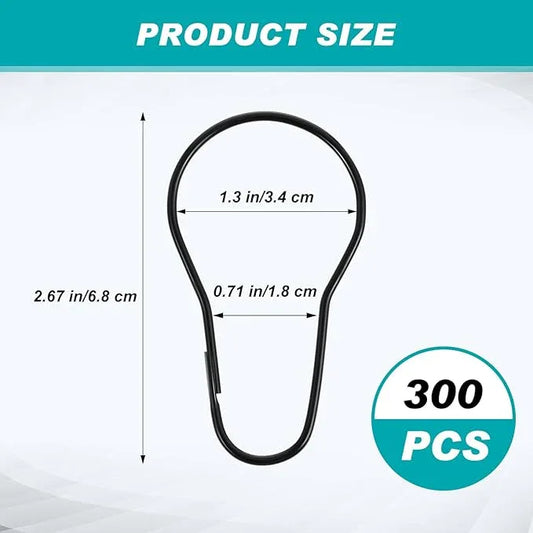 Gisafai 300 Pcs Metal Shower Curtain Hooks Rust Proof Hanging Shower Clips Shower Curtain Rings Practical Hanger for Home Bathroom Shower Bedroom Kitchen Curtain Rods Application (Black) - ModernBath
