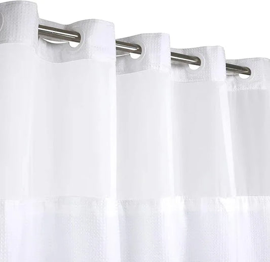 River Dream Stall Heavyweight No Hooks Required Dotted Waffle Weave Shower Curtain with Snap in Liner- 54W x 80H,Hotel Grade,Spa Like Bath Curtain,White - ModernBath