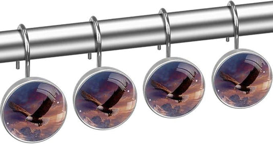 Flying Eagle Shower Curtain Hooks Rings, Stainless Steel Rust Proof Shower Curtain Hooks, Decorative Shower Hooks for Bathroom Shower Rods Curtains, Set of 12 - ModernBath