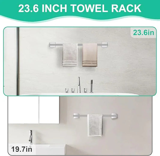 10 Pieces Polished Chrome Towel Bar Set, Double Dase Toilet Paper Holder Bathroom Hardware Set, 23.6 Inch Stainless Steel Towel Rack for Bathroom Wall Mounted - ModernBath