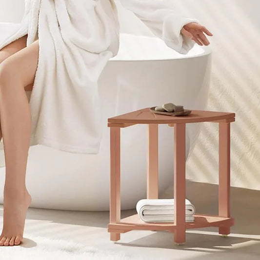 Shower Bench, Corner Shower Stool for Inside Shower and Shaving Legs, Waterproof HDPE Shower Chair Seat with Storage Shelf for Bathroom Non-Slip - ModernBath