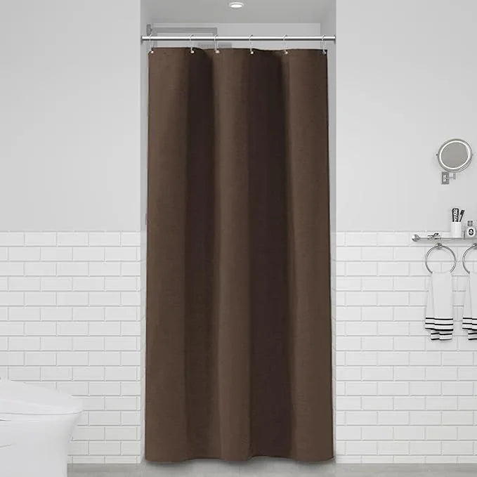 BTTN Fabric Shower Curtain, Linen Textured Heavy Duty Polyester Cloth Shower Curtain Set with Plastic Hooks, Brown, 36" W x 72" L (Pack of 1) - ModernBath