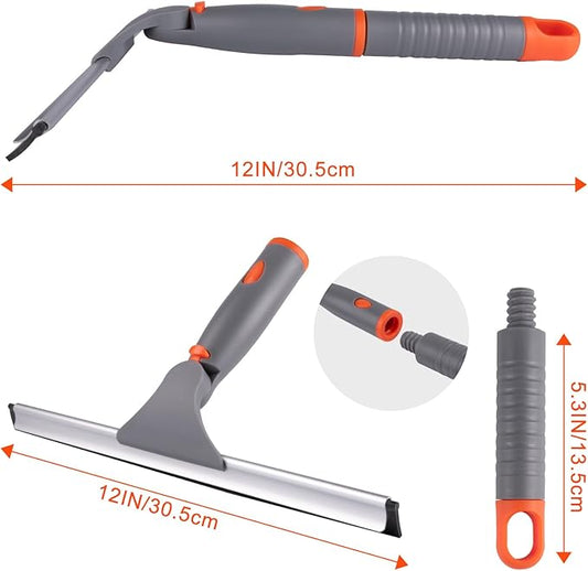 ITTAHO Swivel Shower Squeegee for Glass Doors, All-Purpose Anti-Slip Window Squeegee with 2 Blades, Window Cleaner Tool Bathroom Squeegee for Shower Doors, Tile Shower Walls,Mirrors,Car Windshields