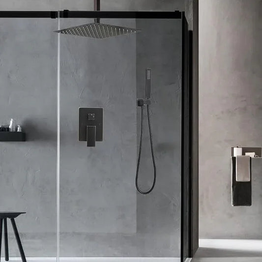 JingGang 10 Inch Ceiling Mounted Shower System Rain Mixer Shower Combo Set Rainfall Shower Head System Oil Rubbed Bronze Shower Faucet Rough-in Valve Body and Trim Kit Included - ModernBath