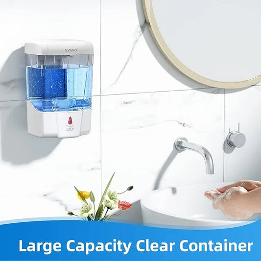 SVAVO Automatic Soap Dispenser Touchless, 21oz/600ml Soap Dispenser Wall Mount, Liquid Soap Dispensers for Hand Soap Refill, Bathroom, Kitchen, Household, Commercial Place, ABS Plastic White - ModernBath