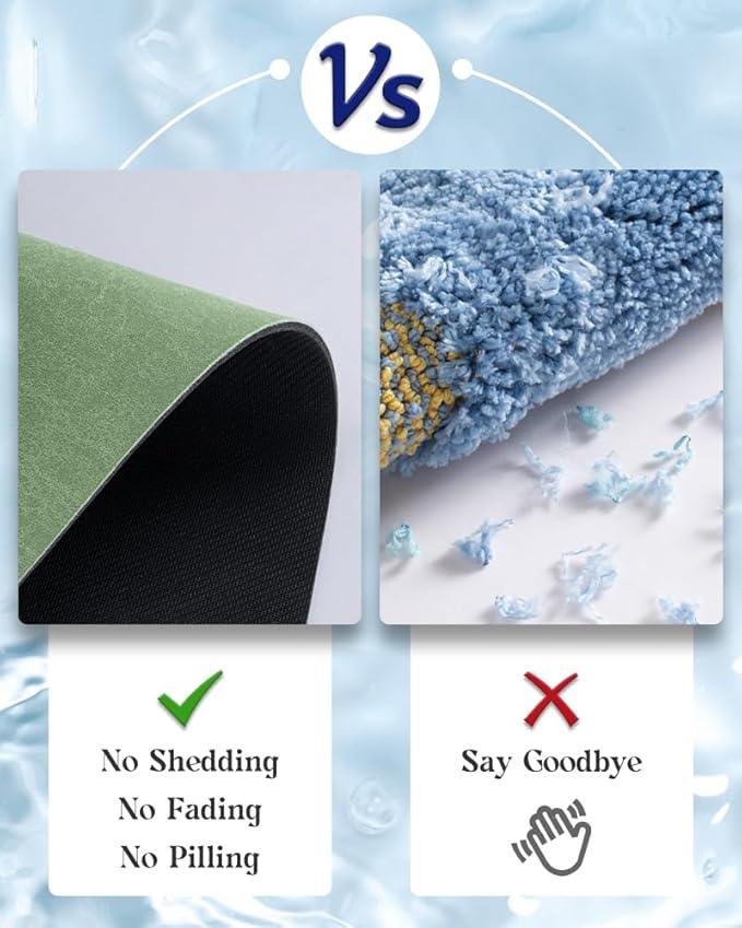 MontVoo -Bath Mat Rug-Rubber Backing Non Slip Quick Dry Absorbent Thin Bathroom Rugs Fit Under Door-Faux Suede Surface Bathroom Floor Mats-Shower Rug for in Front of Bathtub Shower Sage Green 24"X70" - ModernBath