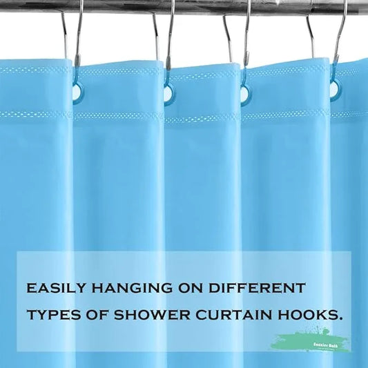 Eazzier Bath Baby Blue Plastic Shower Curtain Or Liner, 72x72 Inch Lightweight Cream Blue Plastic Bathroom Shower Showroom Inner Curtain with Rustproof Metal Grommet Holes and Weighted Magnets - ModernBath
