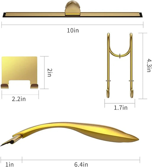 Shower Squeegee and Window Squeegee, Stainless Steel, 100% Streak-Free, Cleaner for Bathroom Showers Glass Doors, Home Mirrors, Car Windows Wiper, Adhesive Holder, Shower Door Hook, 10 Inch, Gold - ModernBath