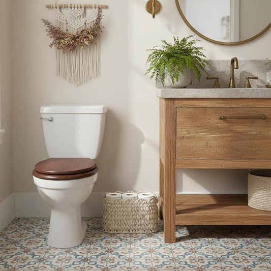 Toilet Paper Storage Basket,Boho Decorative Scalloped Baskets,Coastal Bathroom Decor,Hand-Woven Plastic Wicker Bathroom Accessories Organizer - ModernBath