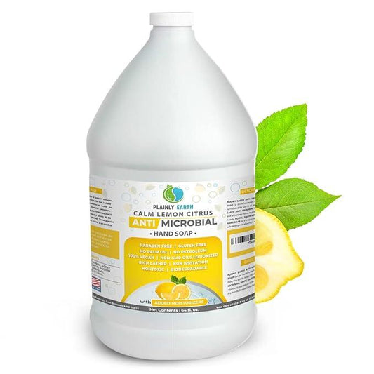Plainly Earth Antimicrobial Liquid Hand Soap (64 Oz) - Antibacterial Soap Refill - Hand Soap Refill Bottle - Cruelty Free Moisturizing Soap, Calm Lemon Citrus - ModernBath