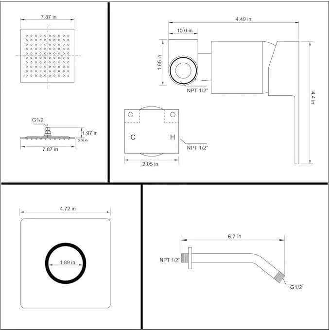Heable Shower Faucet Set Matte Black, Bathroom Rainfall Shower System with Stainless Steel Shower Head Rain Shower Set, Single Function Shower Trim Kit with Rough-in Valve - ModernBath