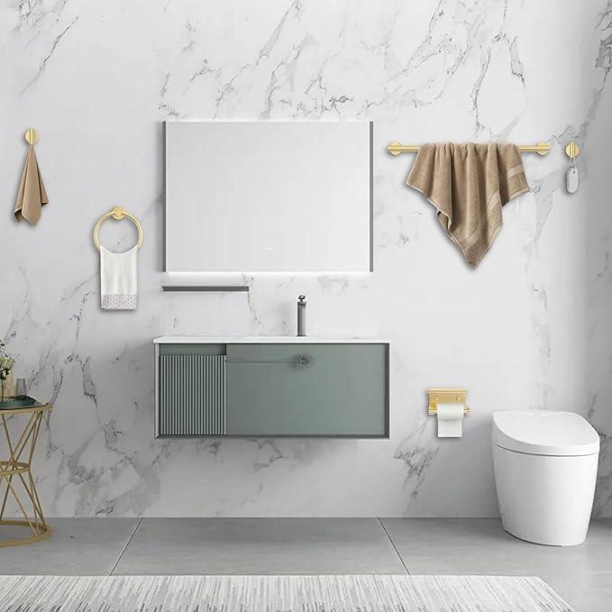 5-Piece Towel Bar Set Brushed Gold Bathroom Hardware Accessories Set Includes Multi-Purpose Toilet Paper Holder,Towel Holder Sets for Bathroom Stainless Steel Wall-Mounted 23.6in - ModernBath