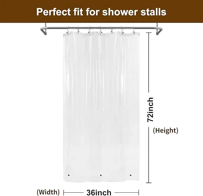 Barossa Design Small Shower Curtain for Shower Stall Size 36 x 72 inches,PEVA - Waterproof, Eco-Friendly, Non-Toxic, Odorless, PVC Free, Metal Grommets (Clear) - ModernBath
