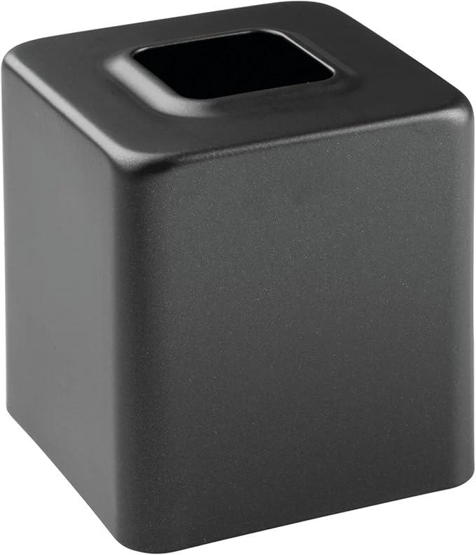 mDesign Tissue Box — Decorative Tissue Box Holder for Bedrooms, Bathrooms and More — Square Tissue Box Cover for Facial and Cosmetic Tissues — Black - ModernBath