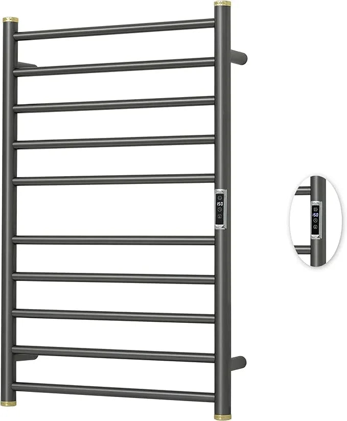Electric Towel Warmer Rack,Heating Towel Warmer,Timer & Temperature Control,Wall-Mounted Plug-in for Bathroom,Brushed Gungrey,Stainless Steel,10-Bar(31.5x20.08x4.41in) - ModernBath