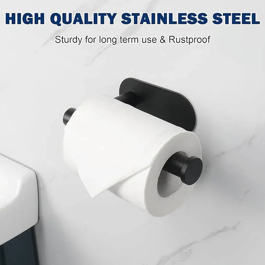 NearMoon Toilet Paper Holder Self Adhesive, Premium Thicken SUS304 Stainless Steel Rustproof Adhesive Toilet Roll Holder no Drilling for Bathroom, Kitchen, Washroom (1 Pack, Matte Black) - ModernBath