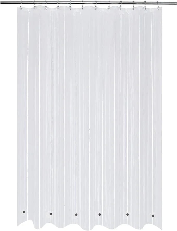 Mrs Awesome 72x96 Extra Long Shower Curtain Liner with 6 Magnets Clear PEVA Thick & Heavy Duty Plastic Shower Curtain for Bathroom, Waterproof, 72 x 96 inches, Clear - ModernBath