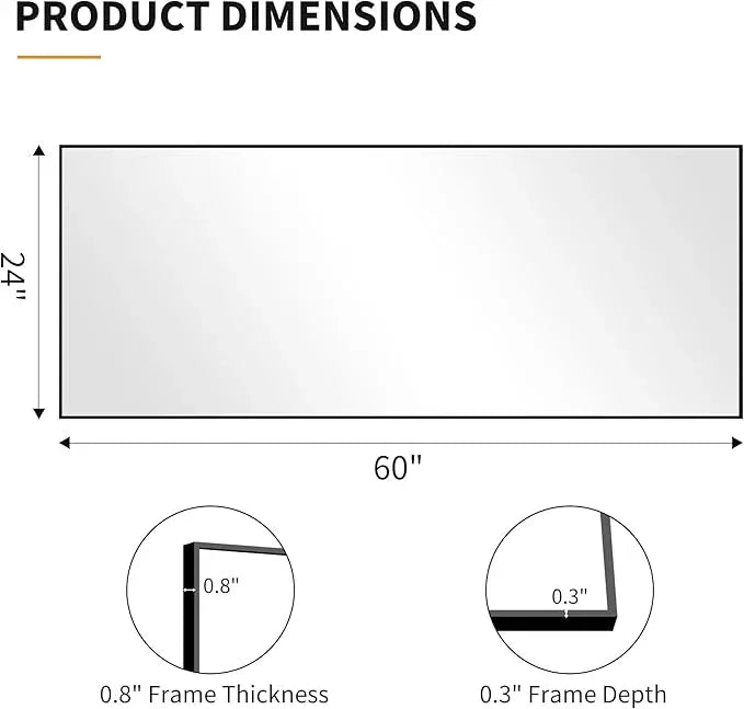 KOCUUY Black Bathroom Mirrors, 60"x24" Large Rectangle Mirrors for Bathroom Sink, Oversized Wall Mirror Black Metal Framed Decor for Living Room, Farmhouse, Entryway, Hang Horizontal/Vertical - ModernBath