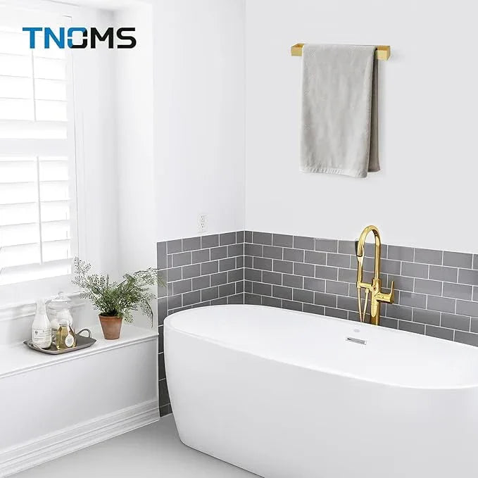 TNOMS Single Towel Bar Towel Holder Bathroom Hardware Accessories,Stainless Steel Wall-Mounted Towel Rack Towel Rail,12 Inches Brushed Gold - ModernBath