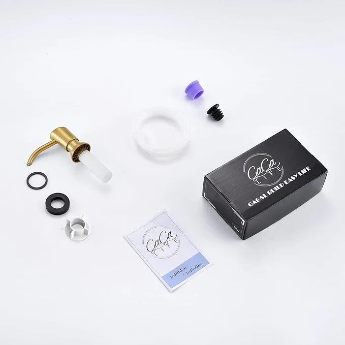 GAGALIFE Built in Counter Soap Dispenser for Kitchen Sink and Extension Tube Kit, Anti-Leakage Upgrade with 40" Tube No More Top Refill, Brushed Gold - ModernBath