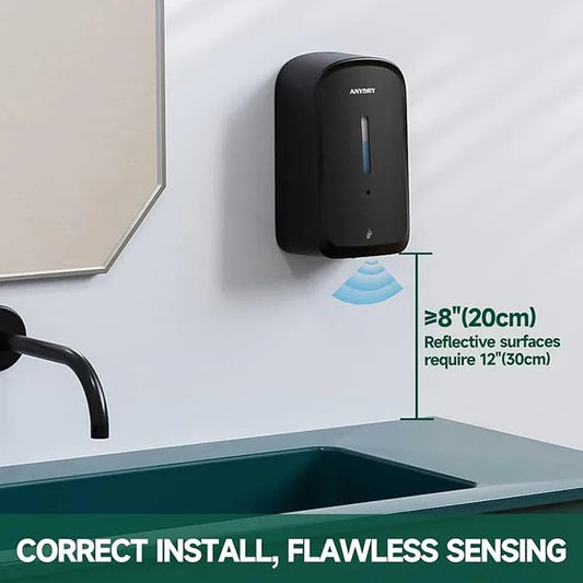 anydry Commercial Automatic Soap Dispenser Large 34oz/1000ml Capacity Wall-Mounted Touchless Liquid Dispenser for High-Traffic Restrooms, Offices, Hospitals Model AD1220S Black - ModernBath