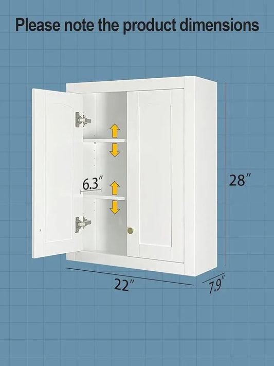 Wall Mount Cabinets Bathroom Wall Cabinet Buffering Hinge,22"x28" inch Over Toilet Storage Cabinet and Adjustable Shelves, Can Hold Toilet Paper and roll Paper Medicine Cabinet - ModernBath