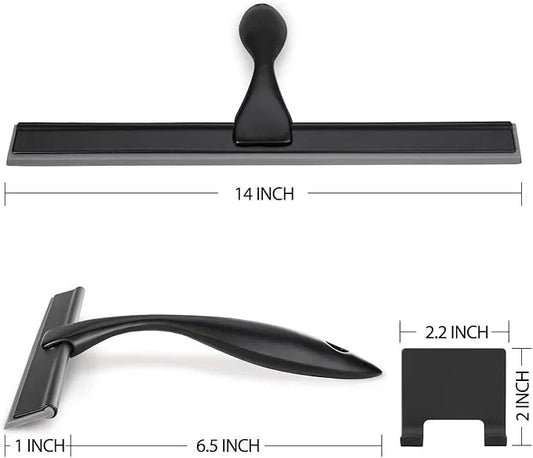 HIWARE All-Purpose Shower Squeegee for Shower Doors, Bathroom, Window and Car Glass - Black, Stainless Steel, 14 Inches - ModernBath