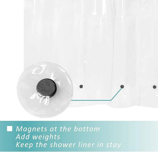Mrs Awesome Short Shower Curtain Liner with 6 Magnets 72 x 66 inch Clear Thick PEVA Waterproof Plastic Shower Curtain 72x66, Clear - ModernBath