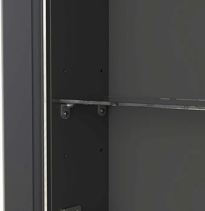 ANYHI 24"x16" Black Bathroom Cabinet with Mirror, Single Door Bathroom Wall Mirror Cabinet, 2 Adjustable Storage Organizer Shelves, 5 Removable Hooks - ModernBath