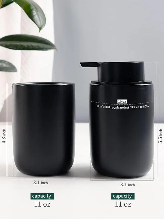 Bosilunlife Soap Dispenser and Toothbrush Holder Set - 11Oz Foam Soap Dispenser Pump Ceramic Bathroom Counter Soap Toothbrush Holder Set Black Bathroom Accessories Set - ModernBath