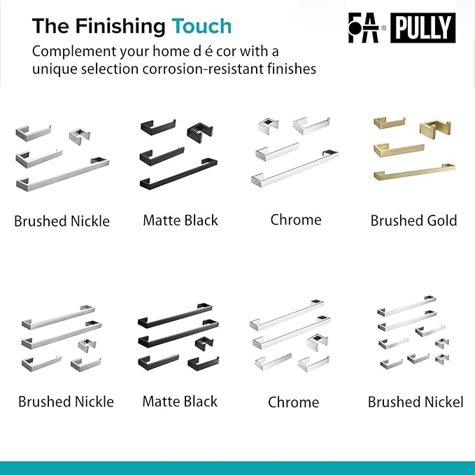 Fapully 5 Piece Bathroom Hardware Accessories Set Stainless Steel Wall Mounted,Chrome Polish Finished