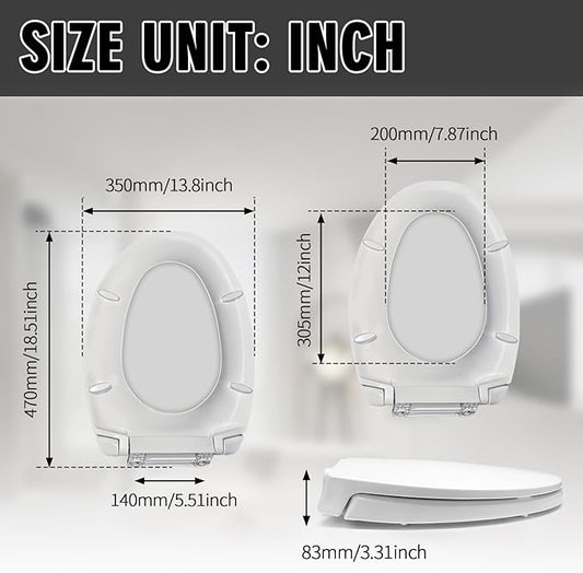 SS113/SS114 Toilet Seat Replacement Compatible with TOTO,Elongated Toilet Seat Soft Close,Traditional Toilet Seat Replacement,Toilet Lid Slow Close Quiet No Slam, Heavy Duty Elongated Toilet, White