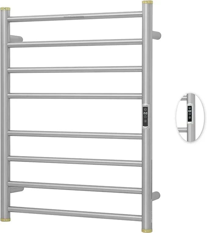 Electric Towel Warmer Rack,Heating Towel Warmer,Timer & Temperature Control,Wall-Mounted Plug-in for Bathroom,Brushed,Stainless Steel,8-Bar(27.56x20.87x4.41in) - ModernBath