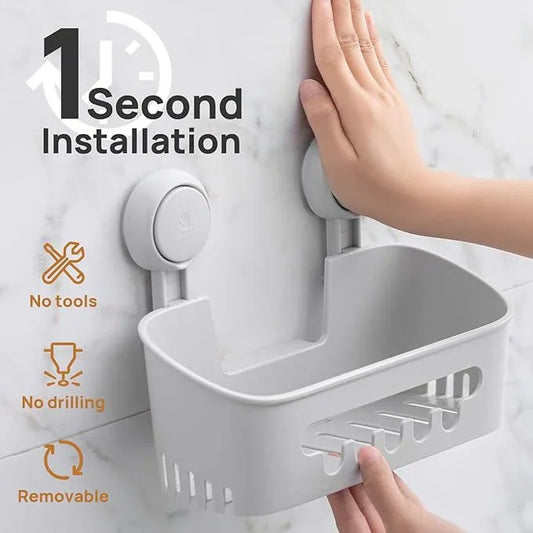 LEVERLOC Shower Caddy Suction Cup 2 Pack, Shower Organizer Removable Bathroom Shelf, Storage Suction Powerful Max Hold 22lbs Bathroom Caddy Waterproof Holder, Gray - ModernBath