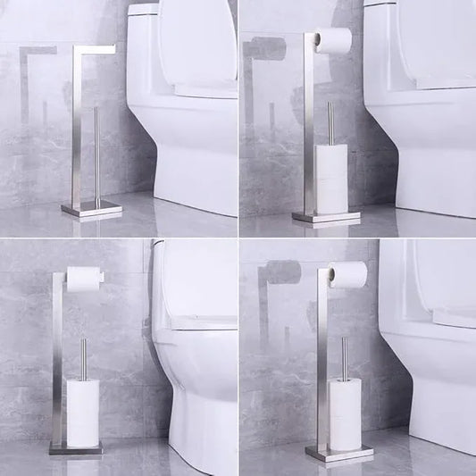 kimzcn Free Standing Toilet Paper Holder Stand with Reserve, Bathroom Tissue Dispenser Paper Roll Storage Holder Stand for Jumbo Roll, Stainless Steel Rustproof Brushed Finish - ModernBath