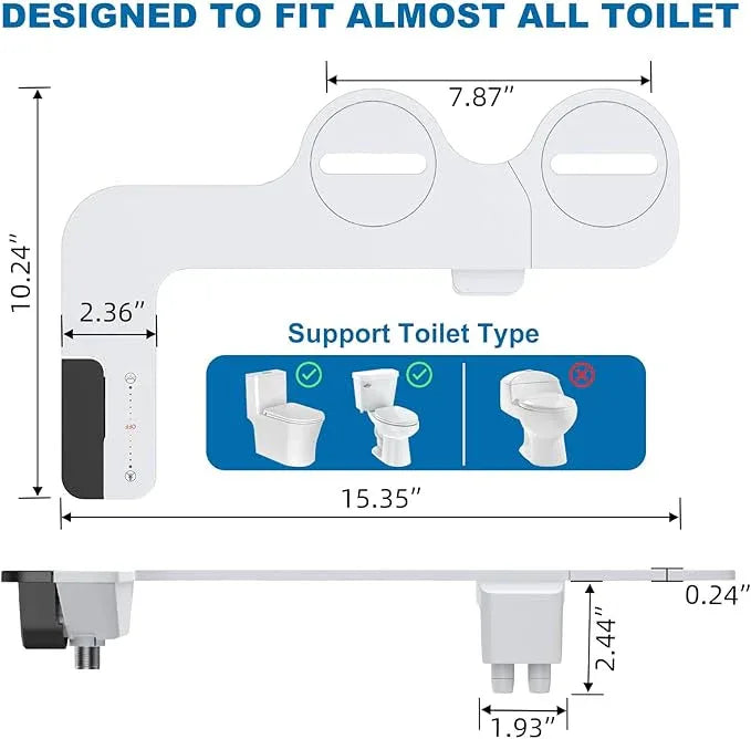 Bidet Attachment for Toilet, Toilet Bidet with Dual Self-Cleaning Nozzles, Rear and Feminine Wash, Adjustable Spray Pressure, Easy Installation, Hygienic Bathroom Accessory, Black - ModernBath