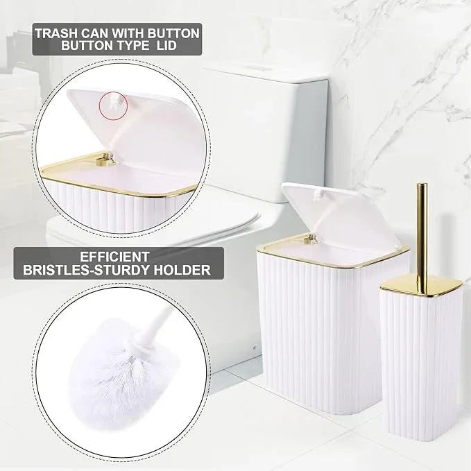 XLHOMO 26PC Bathroom Set - Gorgeous White Bathroom Set, Bathroom Accessories Set, Pink Shower Curtain Set with Bathtub Mats for Shower Tub - ModernBath